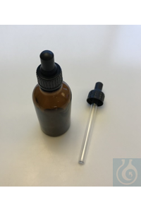 Dropping bottle in brown glass 50 ml, complete with glass pipette (eye dropper) and rubber bulb,...